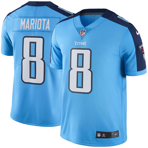 Men's Elite Marcus Mariota Nike Jersey Light Blue - #8 Rush NFL Tennessee Titans